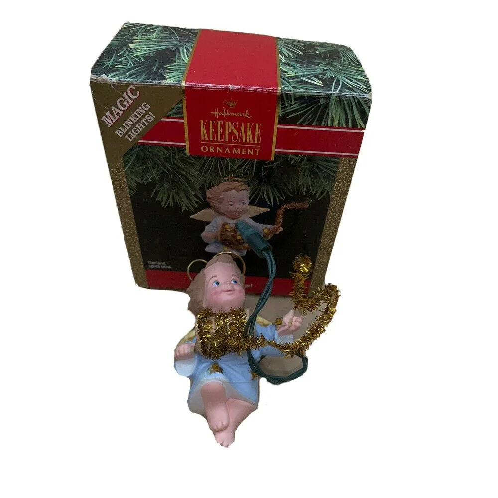 Vintage Sparkling Angel Hallmark Keepsake Ornament 1990s Magic Blinking Lights